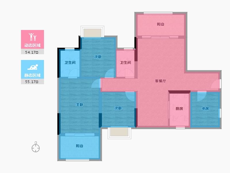 广西壮族自治区-桂林市-新安厦西宸源菩-97.85-户型库-动静分区