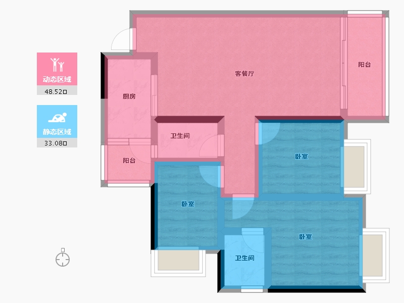 重庆-重庆市-渝南小区-71.37-户型库-动静分区