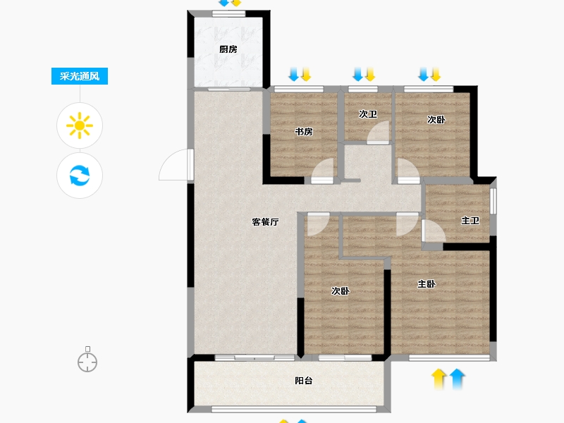 安徽省-池州市-明发阳光青城-111.20-户型库-采光通风