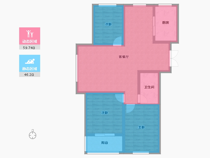 山东省-德州市-禹城幸福里-95.20-户型库-动静分区