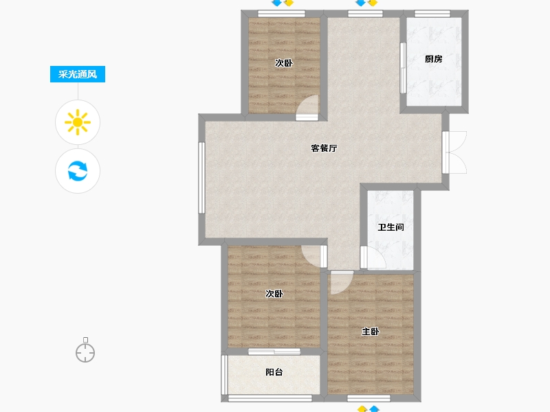 山东省-德州市-禹城幸福里-95.20-户型库-采光通风