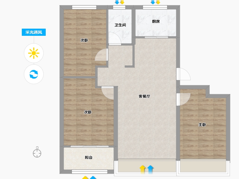 山东省-东营市-众凯学府-80.14-户型库-采光通风