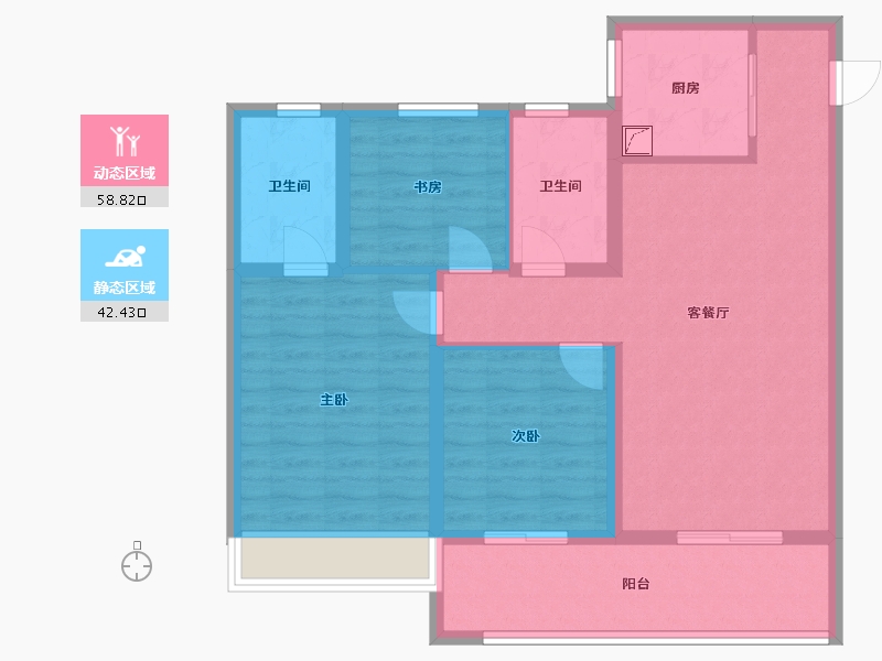 江苏省-苏州市-琴湖会客厅琴颂雅院-90.41-户型库-动静分区