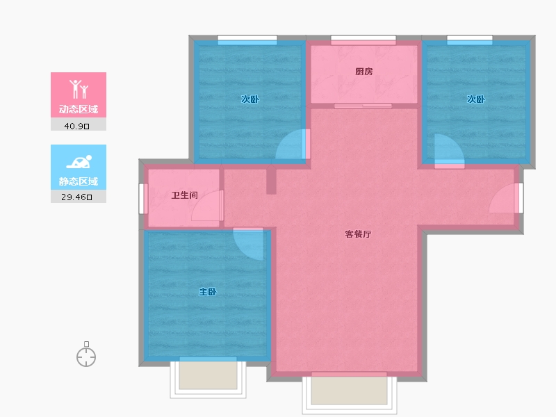 新疆维吾尔自治区-乌鲁木齐市-城建橡树湾-62.33-户型库-动静分区