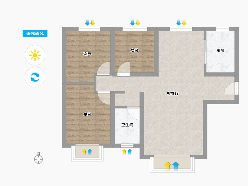 新疆维吾尔自治区-乌鲁木齐市-城建橡树湾-65.54-户型库-采光通风