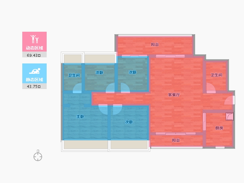 广东省-广州市-绿城美的晓风印月-99.47-户型库-动静分区