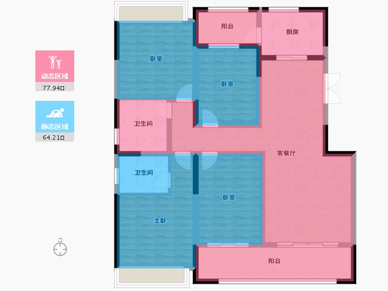 云南省-红河哈尼族彝族自治州-中天华府-127.12-户型库-动静分区