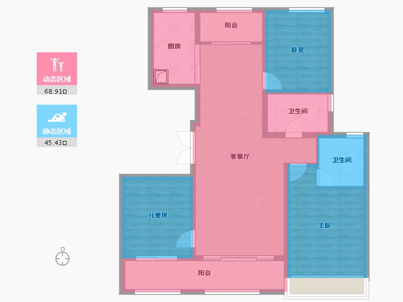 山东省-济宁市-城投绿城·湖畔雲庐-102.71-户型库-动静分区