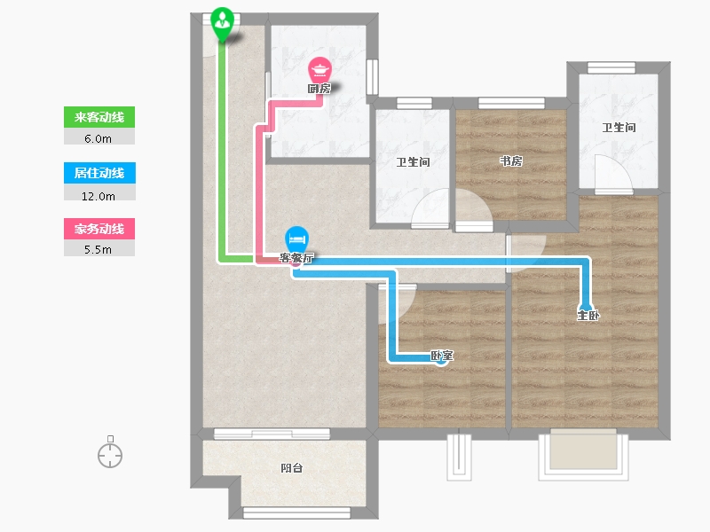 浙江省-丽水市-中骏建杭璟园-71.20-户型库-动静线