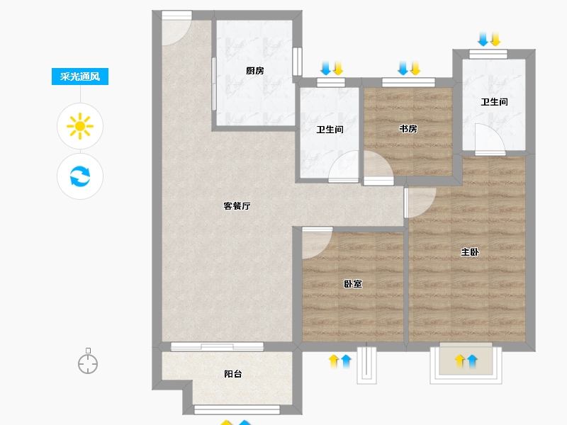 浙江省-丽水市-中骏建杭璟园-71.20-户型库-采光通风