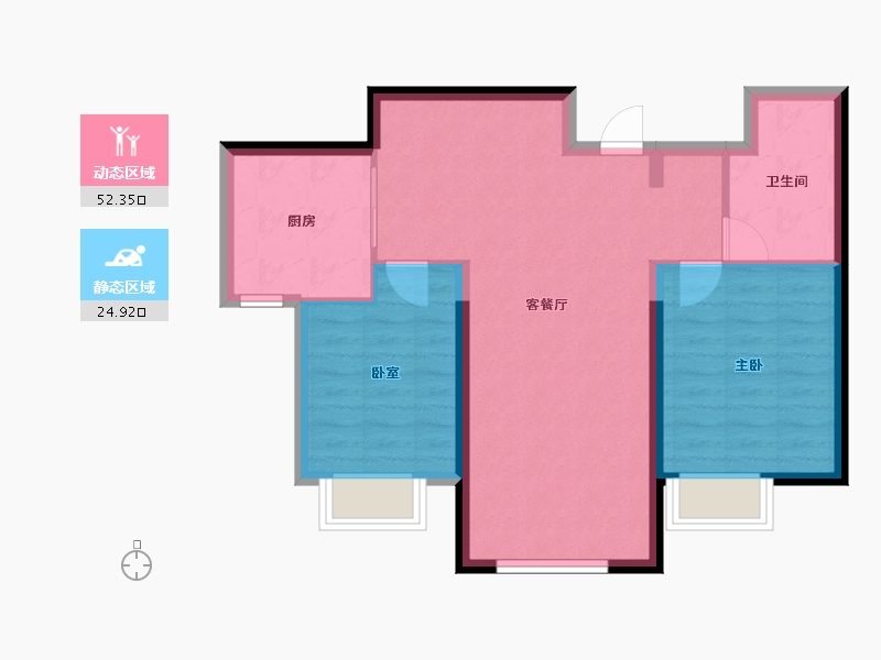 内蒙古自治区-包头市-包头恒大学府-69.60-户型库-动静分区