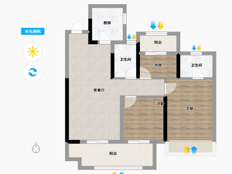 安徽省-亳州市-九铭云府-95.00-户型库-采光通风