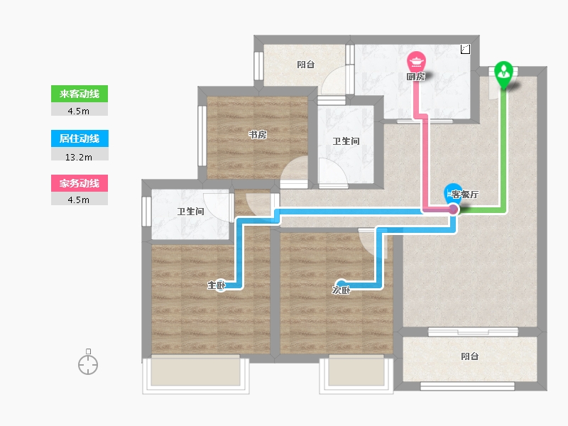 重庆-重庆市-北辰悦来壹号-74.40-户型库-动静线