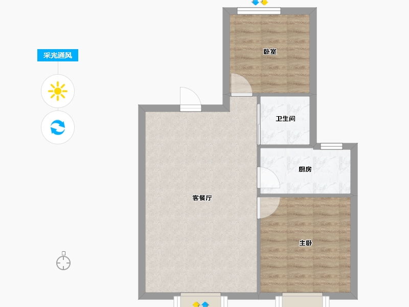 新疆维吾尔自治区-乌鲁木齐市-南湖品御-57.67-户型库-采光通风