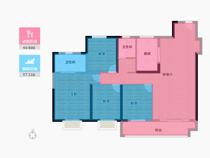 江苏省-常州市-弘阳上坤云革-114.40-户型库-动静分区