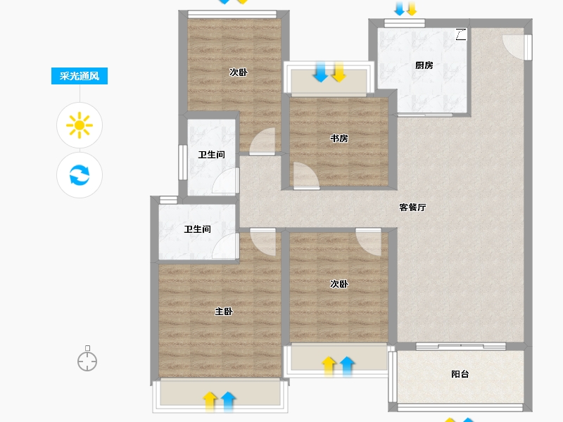 广东省-江门市-龙光龙湖双龙天著-101.58-户型库-采光通风