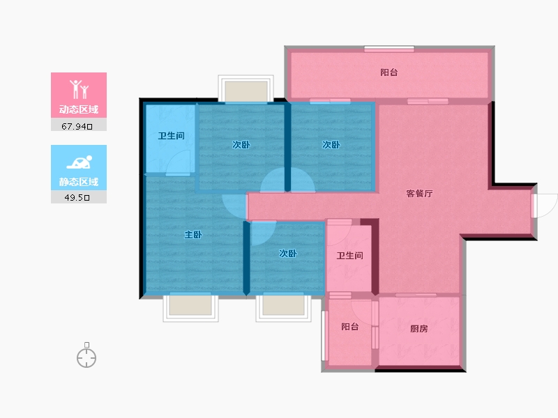 贵州省-贵阳市-美的国宾府-105.01-户型库-动静分区