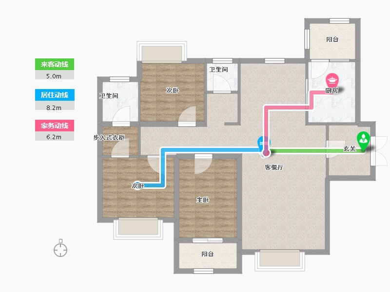 陕西省-宝鸡市-轩苑雍华公馆CD区-107.42-户型库-动静线