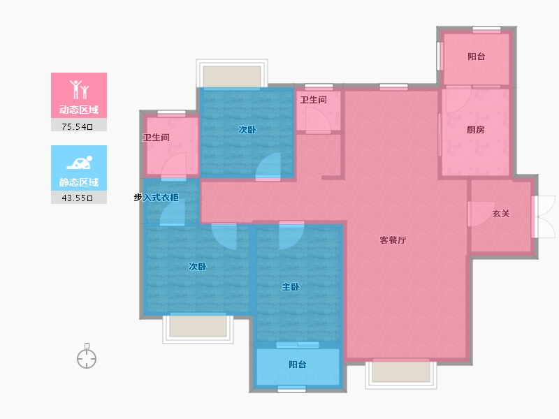 陕西省-宝鸡市-轩苑雍华公馆CD区-107.42-户型库-动静分区