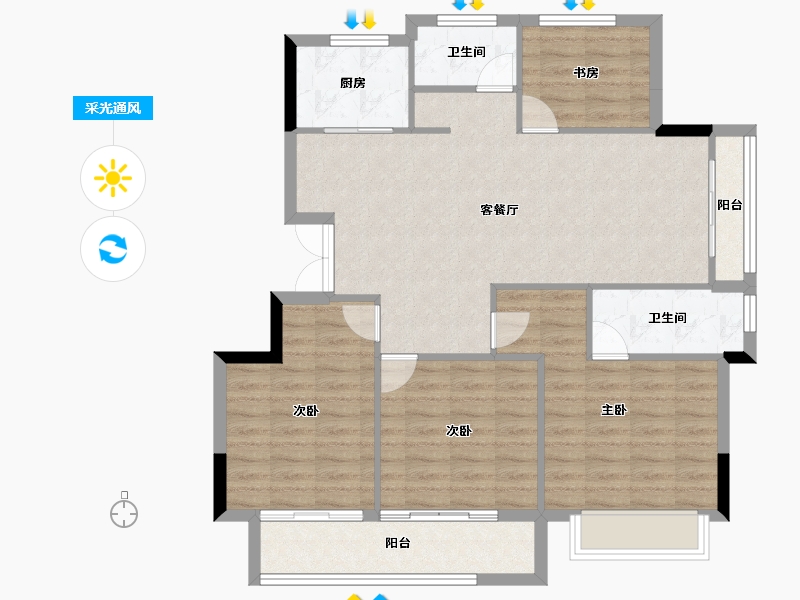 浙江省-丽水市-美林松州华庭-101.60-户型库-采光通风