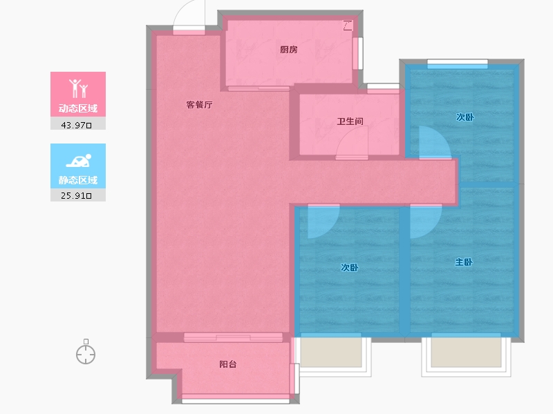 河北省-石家庄市-旭辉滨河江来原旭辉公元-61.68-户型库-动静分区