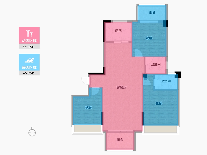 湖北省-荆门市-惠山御景-91.30-户型库-动静分区