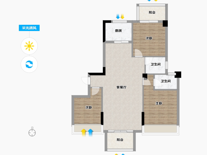 湖北省-荆门市-惠山御景-91.30-户型库-采光通风