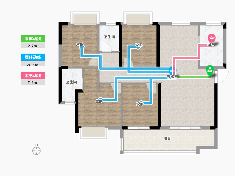 湖北省-荆州市-交投明珠府-105.51-户型库-动静线