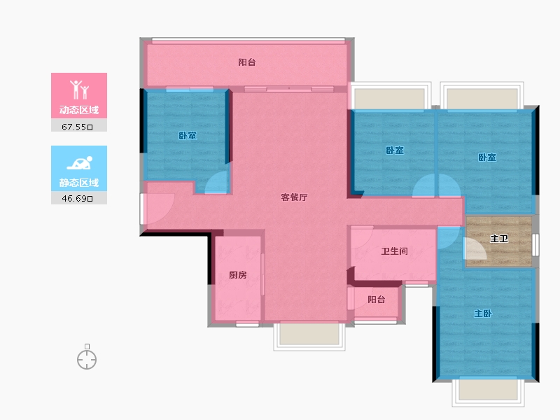 广西壮族自治区-来宾市-海能龙福郡-107.21-户型库-动静分区