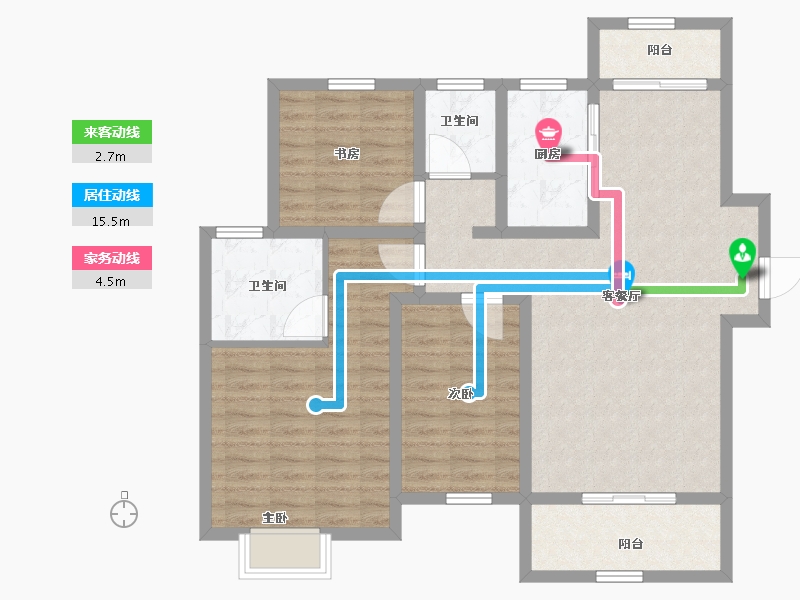 陕西省-宝鸡市-高新锐时代-97.66-户型库-动静线