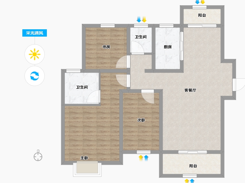 陕西省-宝鸡市-高新锐时代-97.66-户型库-采光通风