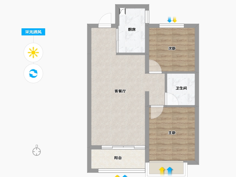 河北省-石家庄市-旭辉滨河江来原旭辉公元-54.29-户型库-采光通风