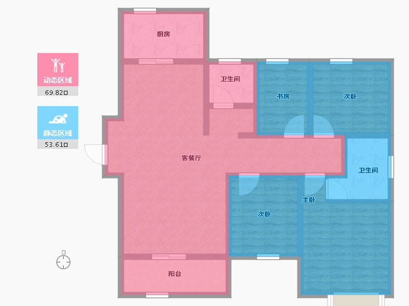 陕西省-宝鸡市-高新锐时代-109.56-户型库-动静分区