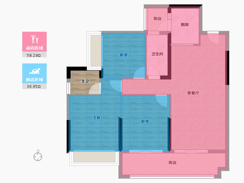 广西壮族自治区-来宾市-海能龙福郡-88.97-户型库-动静分区