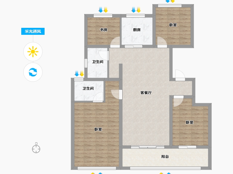 江苏省-南京市-中海·观山樾-104.00-户型库-采光通风