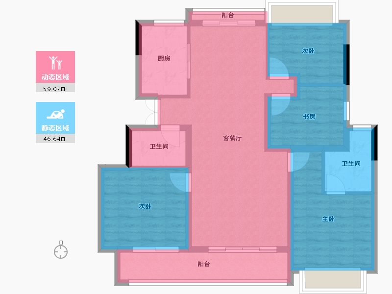 浙江省-丽水市-美林松州华庭-94.40-户型库-动静分区