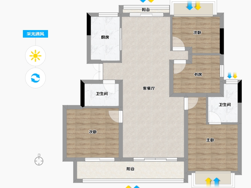 浙江省-丽水市-美林松州华庭-94.40-户型库-采光通风