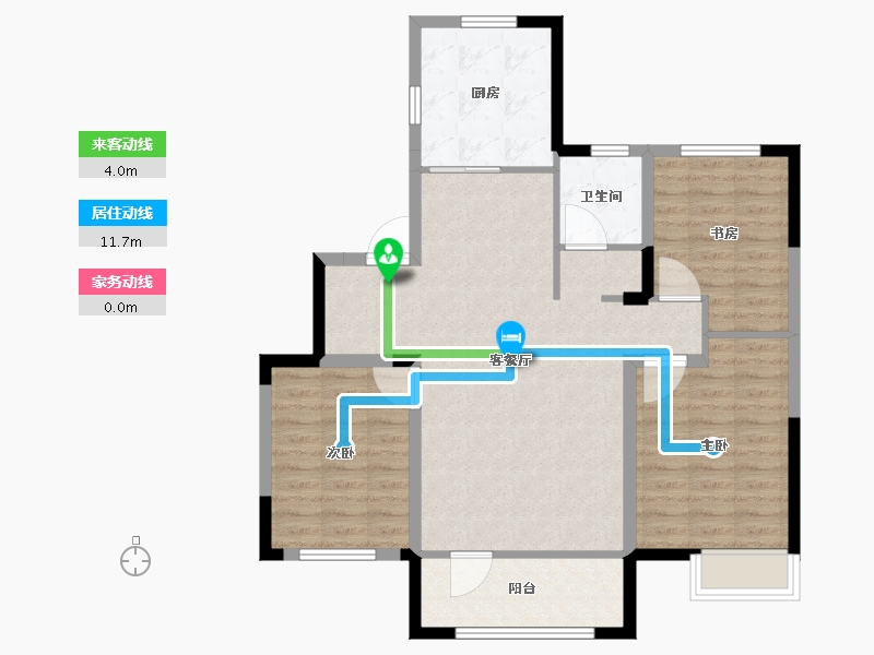 辽宁省-锦州市-西湖·香溢府-89.95-户型库-动静线