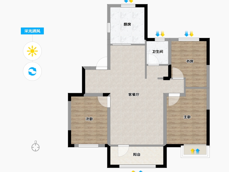 辽宁省-锦州市-西湖·香溢府-89.95-户型库-采光通风