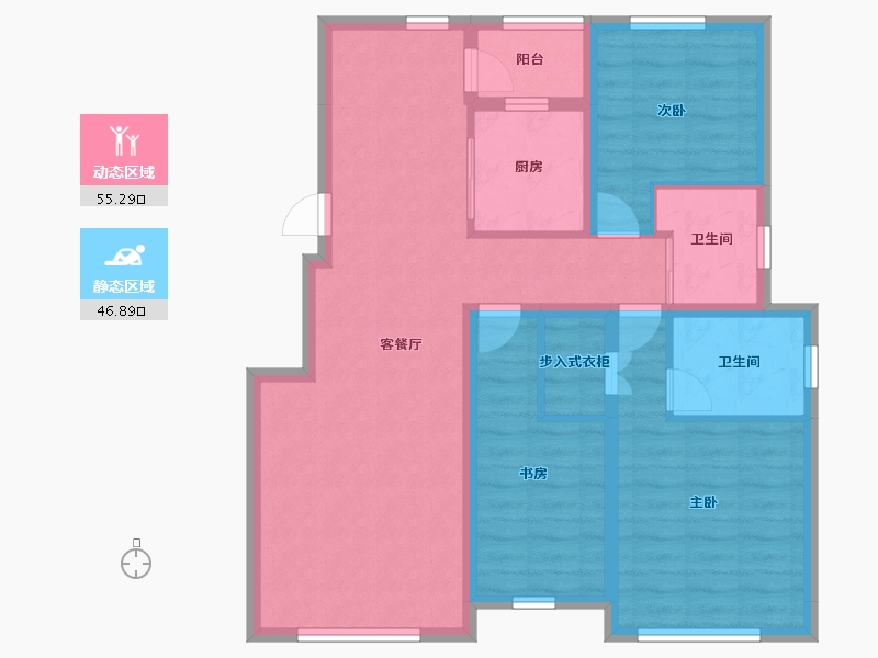 吉林省-长春市-天盛御景溪岸-90.82-户型库-动静分区