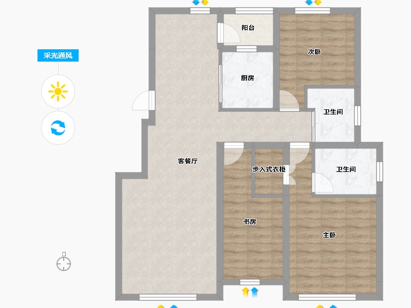 吉林省-长春市-天盛御景溪岸-90.82-户型库-采光通风