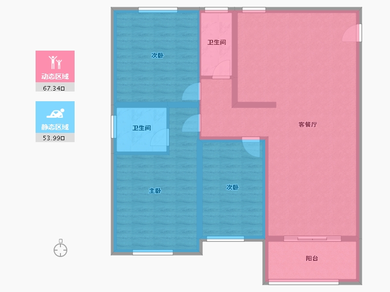 山西省-临汾市-朱雀翰文苑-109.76-户型库-动静分区