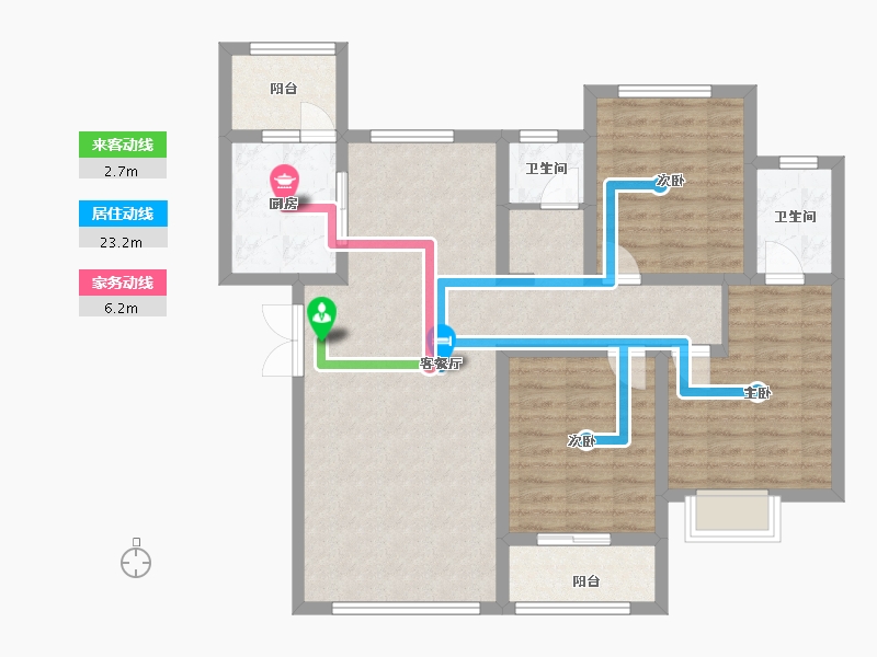 陕西省-宝鸡市-轩苑雍华公馆CD区-97.59-户型库-动静线