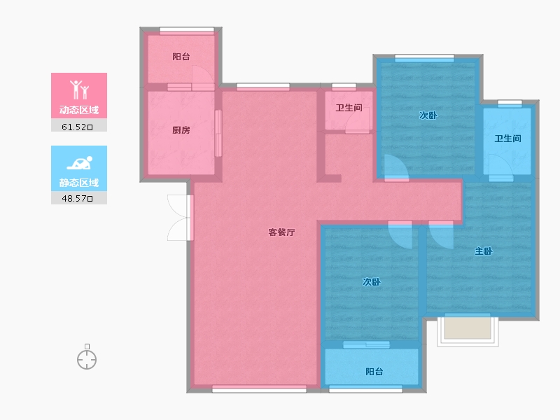 陕西省-宝鸡市-轩苑雍华公馆CD区-97.59-户型库-动静分区