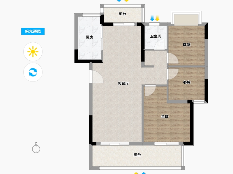 湖北省-荆州市-武汉城建电建荆韵-82.79-户型库-采光通风