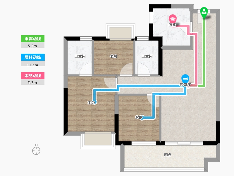 福建省-福州市-旭辉江南赋-71.25-户型库-动静线