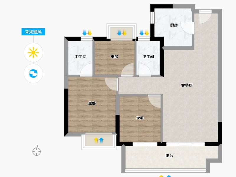 福建省-福州市-旭辉江南赋-71.25-户型库-采光通风