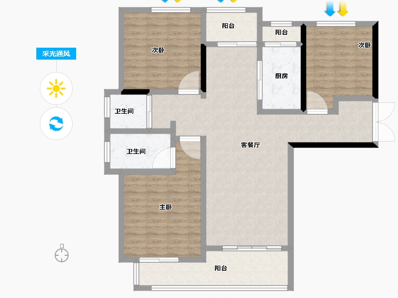 河南省-郑州市-永威城玖著-111.92-户型库-采光通风