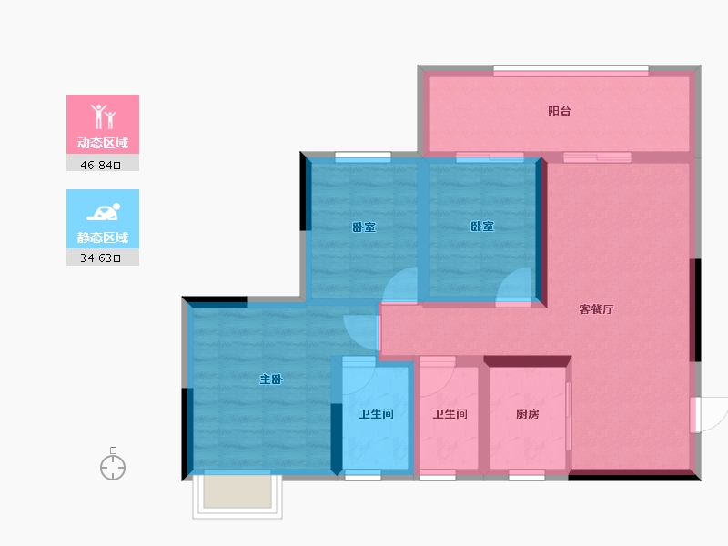 广西壮族自治区-桂林市-新安厦西宸源菩-71.50-户型库-动静分区