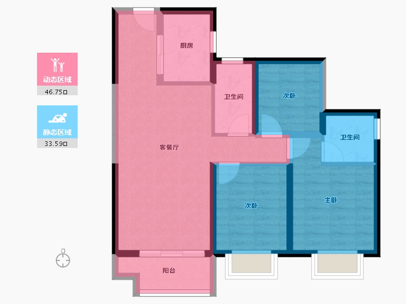 广东省-珠海市-碧桂园华发香洲府-71.09-户型库-动静分区